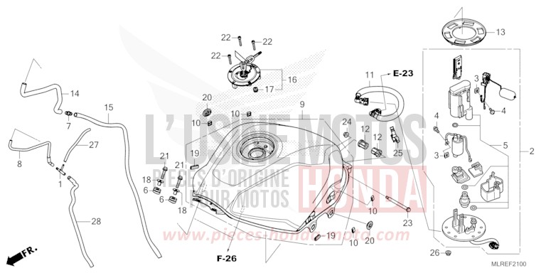RESERVOIR A CARBURANT/POMPE A CARBURANT de Hornet 500 PEARL HORIZON WHITE (NHB61) 2026